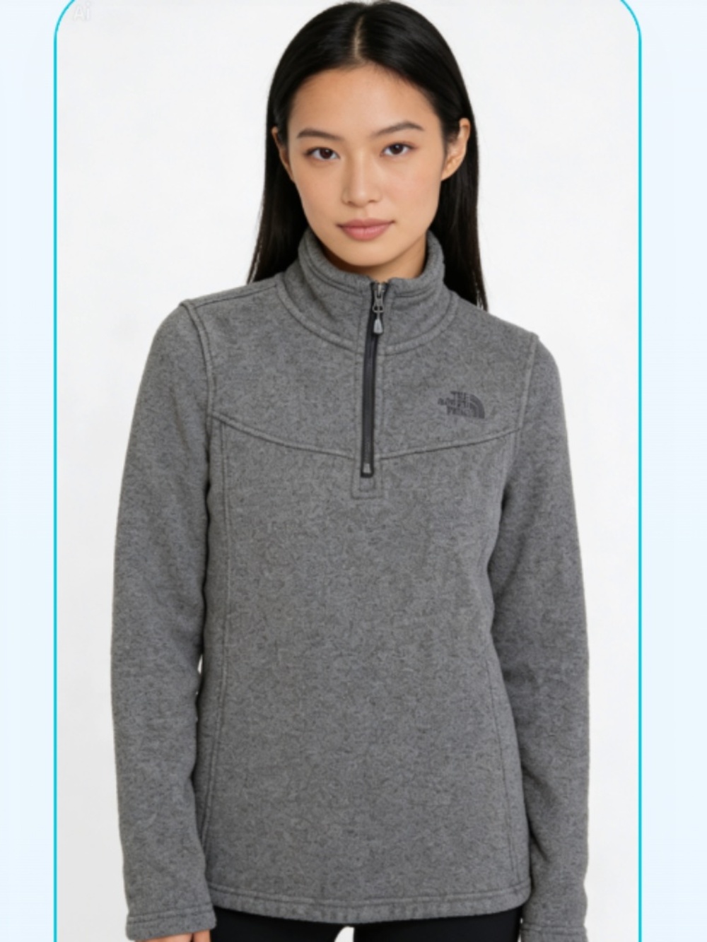 The North Face Women's Sweater Fleece Jacket Quarter-Zip Pullover Gray Large EUC
